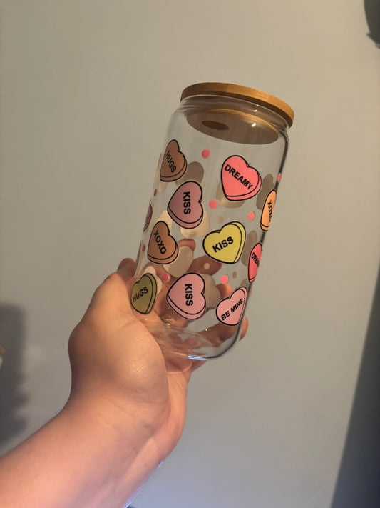 Love Hearts 16oz Libbey Can
