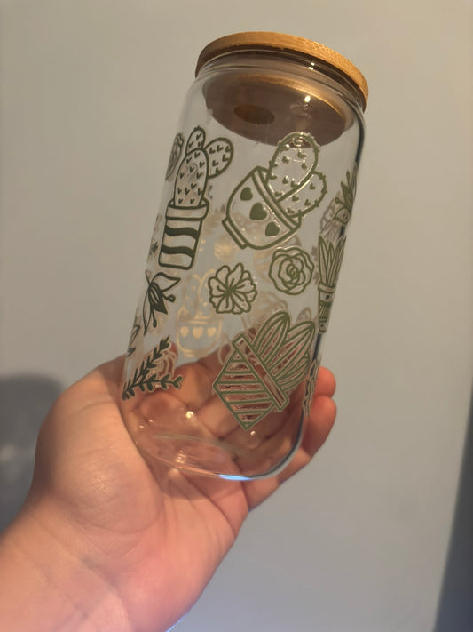 Green Cactus 16oz Libbey Can